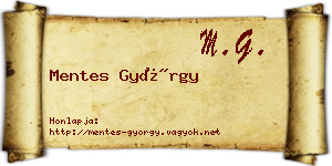 Mentes György névjegykártya